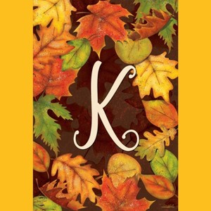 Fall Leaves Monogram Letter K Garden Flag Autumn 18" x 12.5" Briarwood Lane - 1 of 4