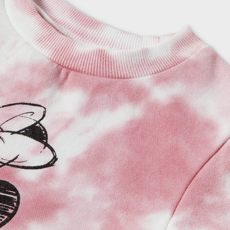 Toddler Girls' Minnie Mouse Tie-Dye French Terry Pullover - Pink, 3 of 4