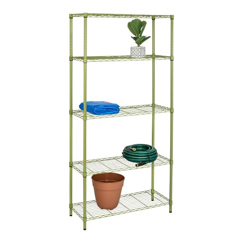 Black 5-Tier Adjustable Metal Shelving with 200-lb Shelf Capacity