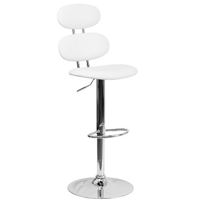 Emma and Oliver Ellipse Back Adjustable Height Barstool with Chrome Base