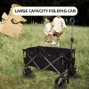 YONWAY Collapsible Folding Wagon,Heavy Duty Utility Beach Cart with Adjustable Handle and Drink Holder,for Shopping,Camping,Outdoor,Black - 2 of 4