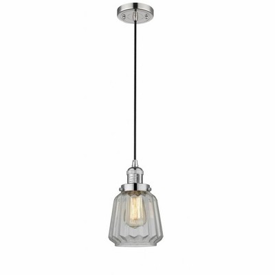 Chatham - 1 Light Cord Hung Mini Pendant In Art Deco Style-11 Inches Tall and 7 Inches Wide