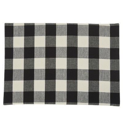 Park Designs Wicklow Check Backed Placemat Set - Black & Cream