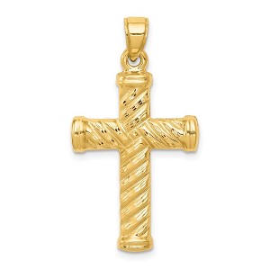 Black Bow Jewelry 14k Yellow Gold Polished Reversible Rope Cross Pendant - 1 of 4