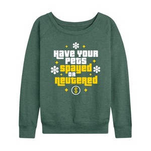 Women's -  - Women's French Terry Long Sleeve Pullover Lightweight French Terry Wide Neck Long Sleeve Graphic Shirt - 1 of 4