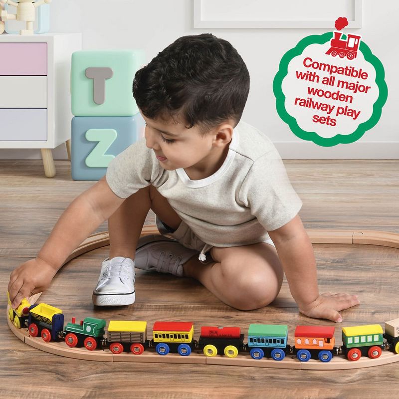 Wooden Train Set 12 PCS – Wooden Track Train Toys for Toddlers - Magnetic Train Cars Set is Compatible with All Major Brands - Play22Usa, 5 of 12