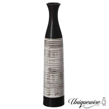 Uniquewise  Handcrafted Black and White Waterproof Ceramic Floor Vase - Neat Classic Bottle Shaped Vase, Freestanding Design