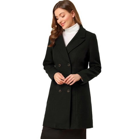 Allegra K Women's Double Breasted Notched Lapel Winter Long Coat : Target