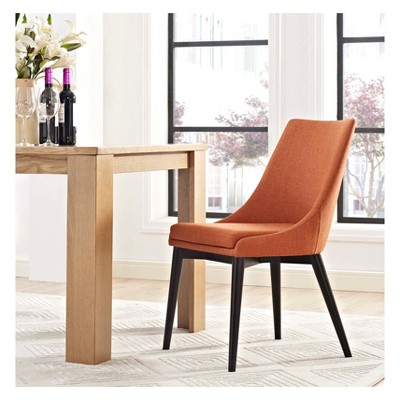 Viscount Parsons Side Chair in Vibrant Orange with Wood Legs