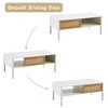COWLOWN White Rattan Coffee Table, Metal Legs, Sliding Door for Storage, Modern Table for Living Room - 2 of 4