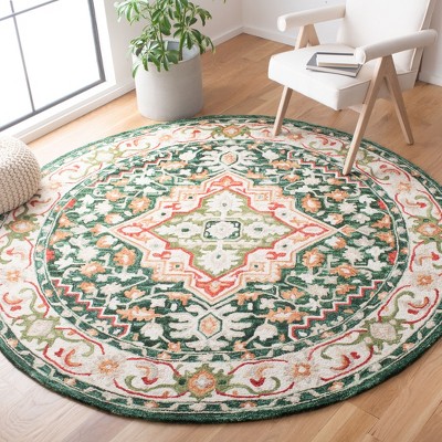 Handmade Red Geometric Wool Round Rug 7' Diameter
