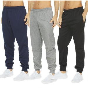 DARESAY [3-Pack] Men's Tech Fleece Joggers Dry Fit Performance Sweatpants - 1 of 4