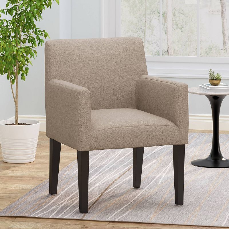 Mcclure Contemporary Upholstered Armchair Taupe/Espresso - Christopher Knight Home, 3 of 12