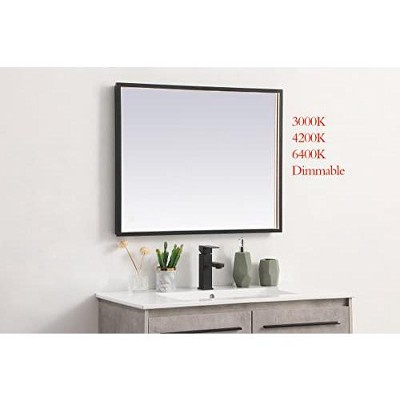 Elegant Black Aluminum Rectangular LED Mirror with Adjustable Color Temperature