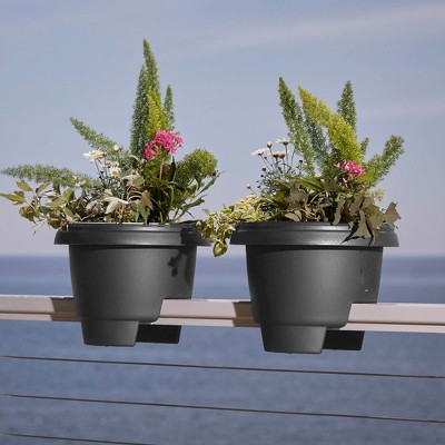 Charcoal Gray 12" Resin Deck Rail Planter