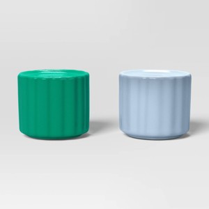 Novelty Salt and Paper Shaker Set Blue/Green Columns - Room Essentials™ - 1 of 3