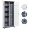 Metal Storage Cabinet with Lock Doors, 65"/72.8" Cleaning Tool Cabinet, Tall Broom Tool Organizer with Hanging Rod for Home Office Garage Utility Room - 3 of 4