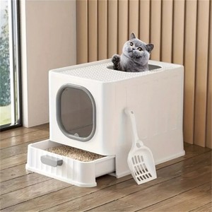 Artloge Extra Large Anti-Splashing Cat Litter Box Portable Enclosed Cat Toilet with Front & Top Entry & Scoop & Lid Drawered - 1 of 4