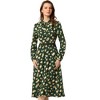 Allegra K Women's Floral Print Bow Tie Neck Long Sleeve Belted Casual Flowy Midi Dress - 3 of 4