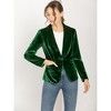 INSPIRE CHIC Women's Office Solid Shawl Collar Jetted Pockets One Button Velvet Blazer - 3 of 4