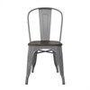 Fusion Metal Dining Chair with Wood Seat in Silver (Set of 2) - DHP - 4 of 4