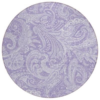 Lavender Purple And Ivory Paisley Washable Indoor Outdoor Area Rug