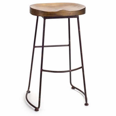 Melrose Wood Bucket Seat Stool 30"H