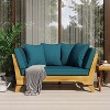 TinyHomie Expandable Daybed, Outdoor Couch Acacia Wood Patio Couch with Adjustable Armrests, Removable Cushions and Pillows - 2 of 4