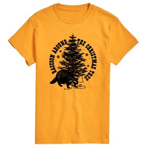 Men's - Instant Message - Raccoon Around The Christmas Tree Short Sleeve Graphic T-Shirt - 1 of 4