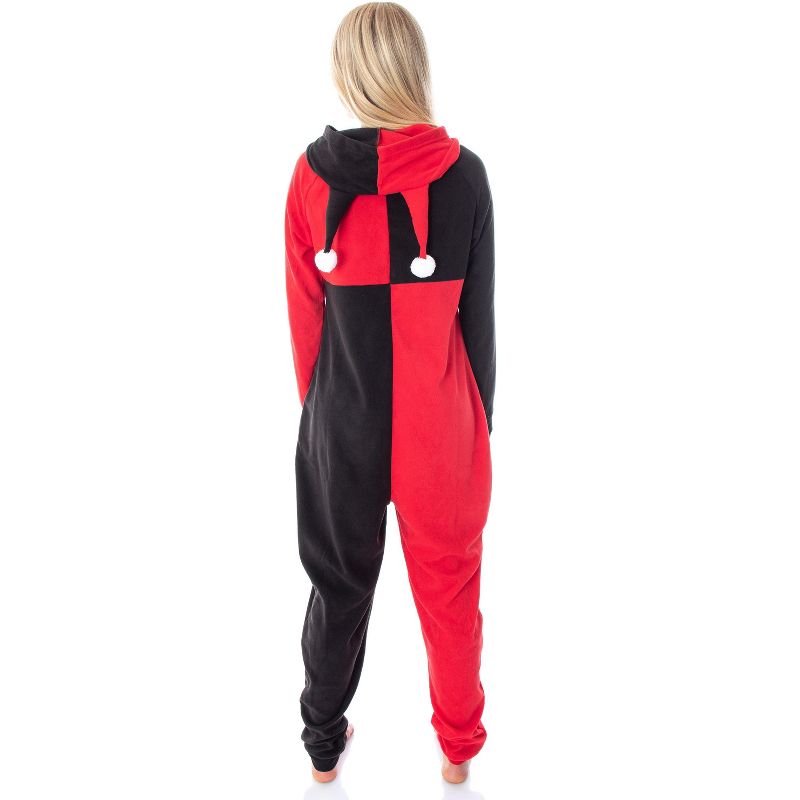 DC Comics Women's Harley Quinn Costume One Piece Union Suit Pajama Outfit, 2 of 5