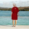 LA LEELA Women's House Daily Routine Evening Wear Tunic Dress for Women Vacation Coverup Mini Casual Ladies Bikini Holiday Kaftan 2X-3X Red, Solid - 4 of 4
