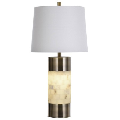 LED Metal Alabaster with Body Table Lamp and Night Light White - StyleCraft