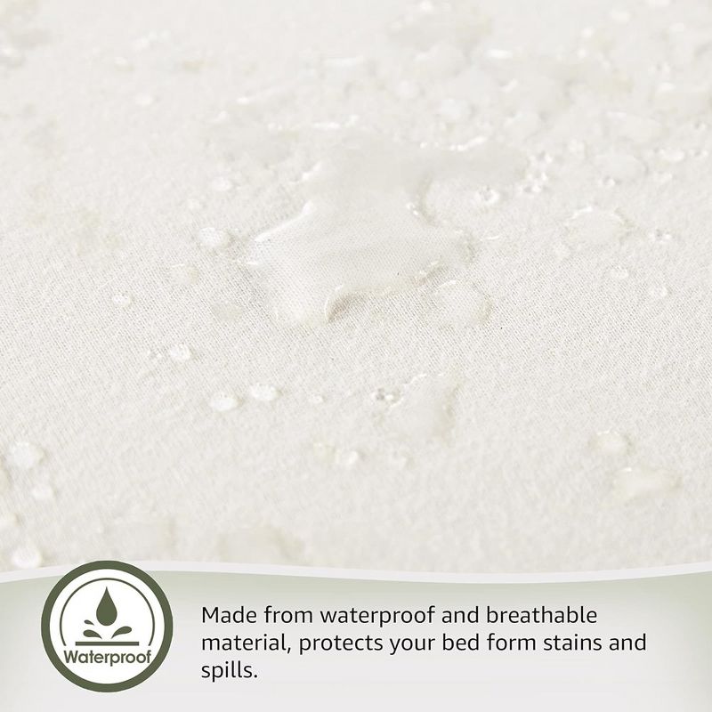 Whisper Organics, 100% Organic Waterproof Pique Textured Mattress Protector, GOTS Certified Cotton for Accident Protection, White Color, 5 of 7