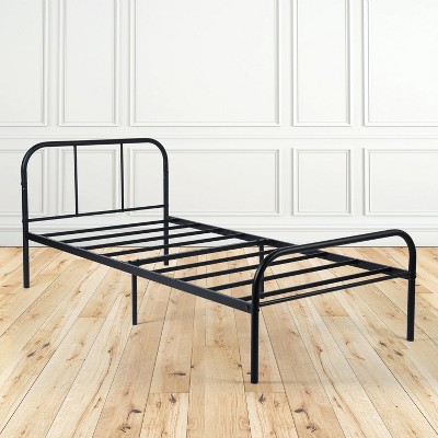 FurnitureR Metal Bed Frame Twin Size with Headboard and Footboard, , Noise-Free Design, Underbed Storage, No Box Spring Required, Black