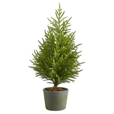Nearly Natural 3’ Norfolk Island Pine “Natural Look” Artificial Tree in Decorative Planter