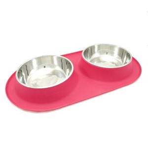 Messy Mutts Watermelon Silicone Large Double Feeder with Stainless Steel Bowls - 1 of 3