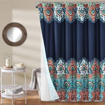 14pc Bohemian Meadow Shower Curtain with Peva Lining and Rings Set - Lush Décor