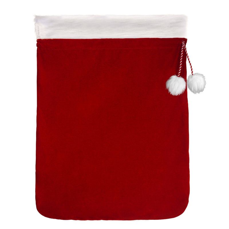 28&#34; Deluxe Santa Bag with Faux Fur Cuff Red/White - Haute D&#233;cor, 2 of 4