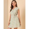 Allegra K Women's Boho Crossover V Neck Petal Sleeves Belted Floral Flowy Dress - image 2 of 4