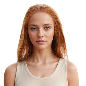 Unique Bargains Women's Straight Long Hair Wig 13x4in 180 Real Human Hair Yellow Brown 1 Pc - 1 of 4