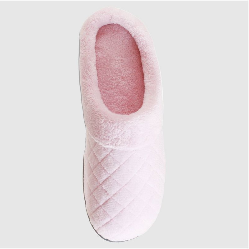 Isotoner Women's Diamond Quilted Microterry Hoodback Slippers - Light Pink, 3 of 7