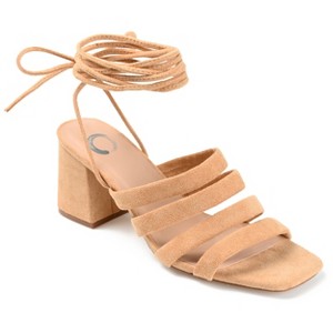 Journee Collection Womens Sevyn Open Square Toe Block Heel Sandals Tan 9 - 1 of 4