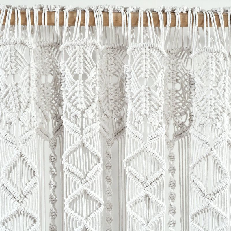 Boho Macrame Textured Cotton Window Curtain Panel - Lush Décor, 3 of 17