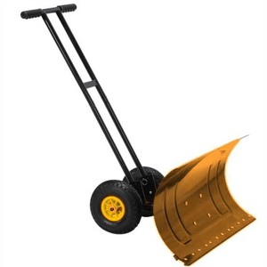 Metal Snow Shovel, 30" Heavy-Duty Snow Pusher with Wheels and Adjustable Handle, Suitable for Driveways, Doorways, and Sidewalks - 1 of 4
