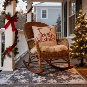 YOOCOZZ Christmas Trendy Bedding Decor- Merry Christmas and Happy New Year Throw Pillow – 20x20 Linen Look with Gold Accents and Insert - 1 of 4