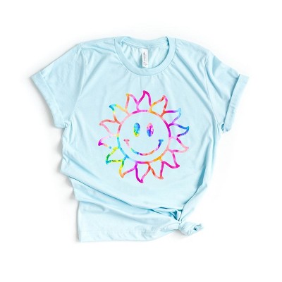 Simply Sage Market Women's Tie Dye Sun Short Sleeve Graphic Tee - M - IceBlue