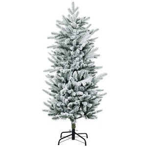 4.5' Artificial Flocked Christmas Trees, with Snow Frosted Branches, Auto Open, Steel Base - 1 of 4
