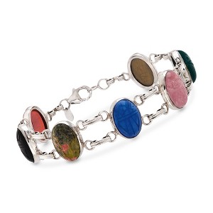 Ross-Simons Multi-Stone Scarab Bracelet in Sterling Silver - 1 of 4