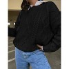 Women's Oversized Knit Sweater Solid Vintage Pullover Sweater Unisex Woven Crewneck Knitted Tops - 3 of 4