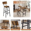 3-Piece Chairs Set with Bottle Storage Rack 2 People Industrial Dining Table Stools for Kitchen Coffee Bar Particle Board+Steel Brown - 3 of 4